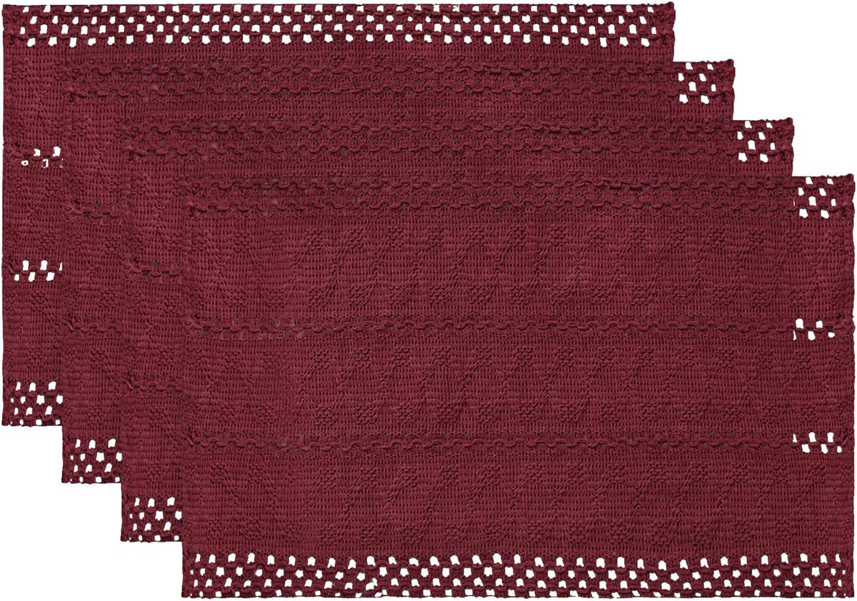 Artoid Mode Red Farmhouse Woven Rustic Hollow Placemats Set of 4-12x18 Inch