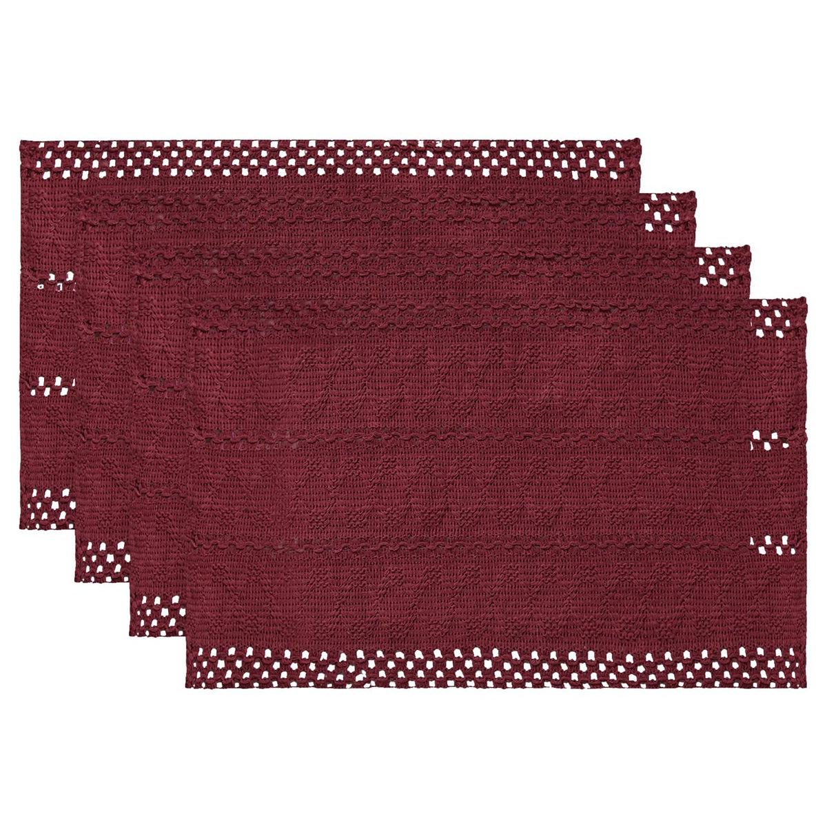 Artoid Mode Red Farmhouse Woven Rustic Hollow Placemats Set of 4-12x18 Inch