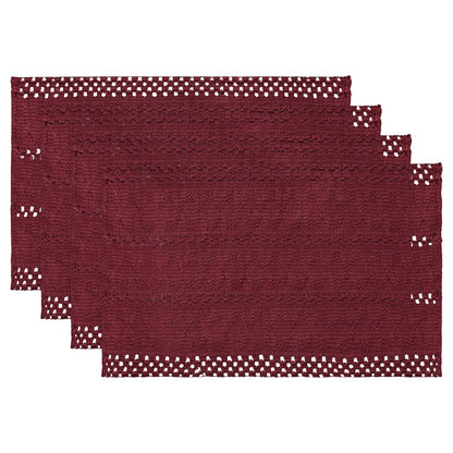 Artoid Mode Red Farmhouse Woven Rustic Hollow Placemats Set of 4-12x18 Inch