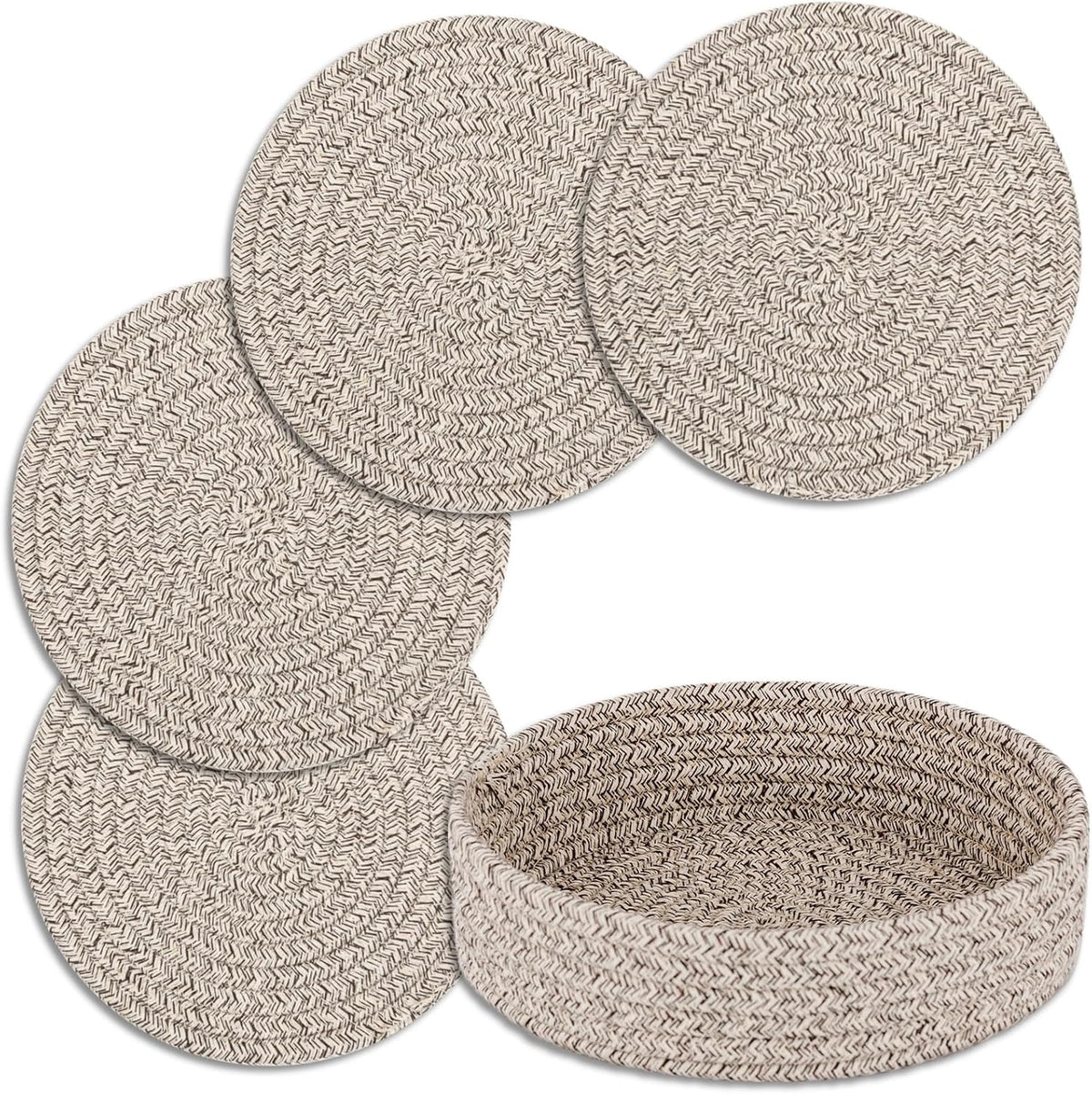 Trivets for Hot Dishes, Pots and Pans, 4 Pcs Hot Pads with Storage Basket