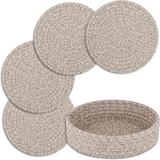 Trivets for Hot Dishes, Pots and Pans, 4 Pcs Hot Pads with Storage Basket