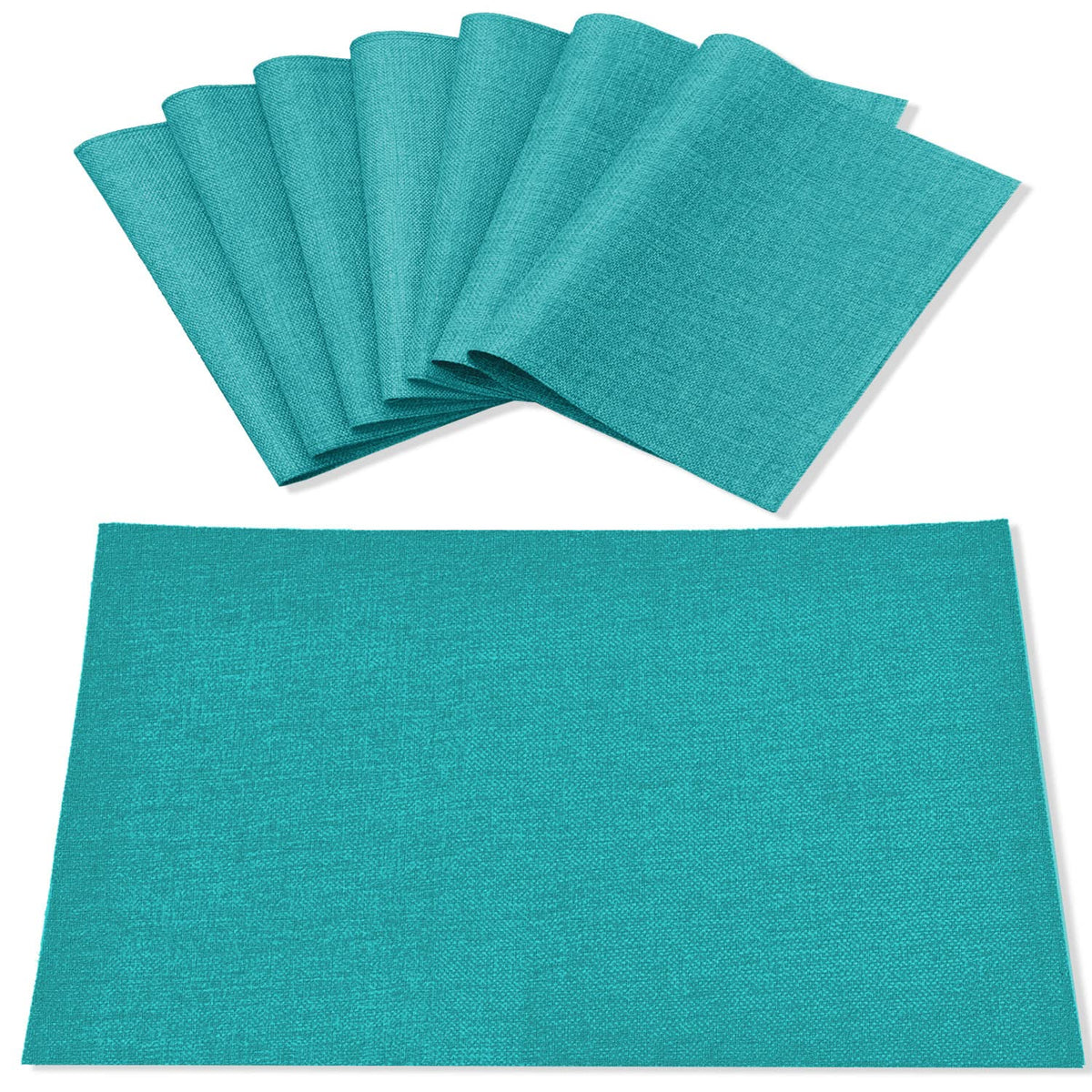 Linen Placemats Set of 8, Machine Washable, Heat Resistant, Wrinkle Free, Thick Polyester Kitchen Place Mats for Dining Table (Orange)