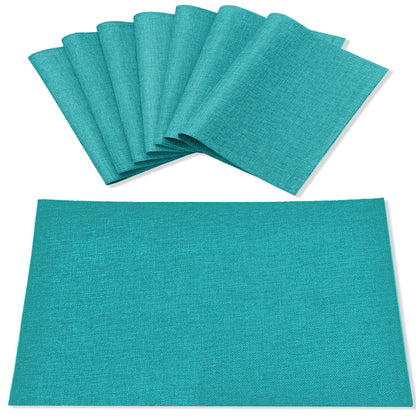 Linen Placemats Set of 8, Machine Washable, Heat Resistant, Wrinkle Free, Thick Polyester Kitchen Place Mats for Dining Table (Orange)