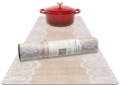 RIMONA'S Heat Resistant Table Runner Trivet Mat - Ivory Golden Marble, 40"