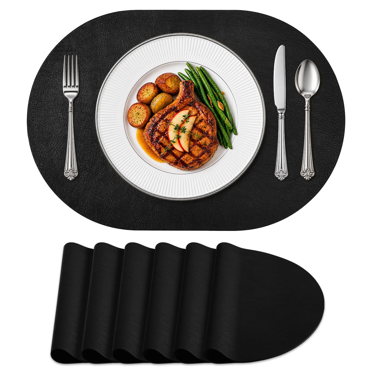 homing Heat Resistant Oval Placemats Set of 6 Non-Slip, Reddish Brown