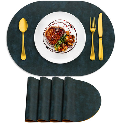 ADRIMER Faux Leather Placemats Set of 6, Heat Resistant 13"x13", Walnut