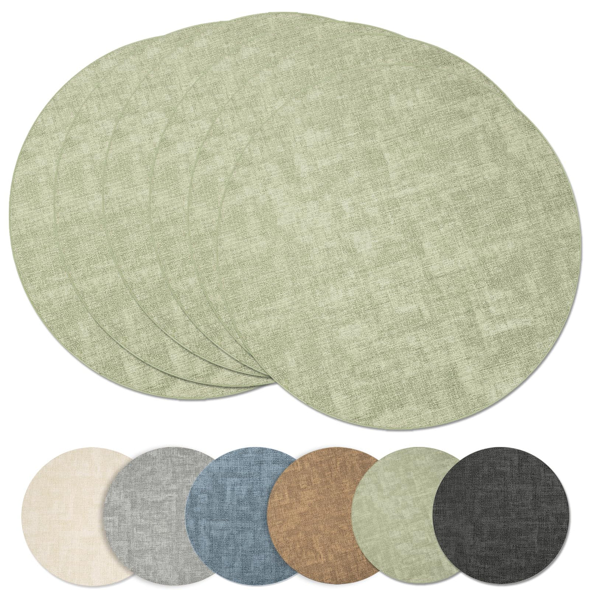 Maxpearl Faux Leather Placemats Set of 6 - Waterproof - Wipe Clean - Heat Resistant - Anti Slip Dining Table Place Mats, Suitable for Indoor & Outdoor Use, 17’’x12’’, Ivory White