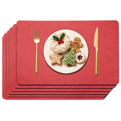 Maxpearl Faux Leather Placemats Set of 6, Easy to Clean, Brown