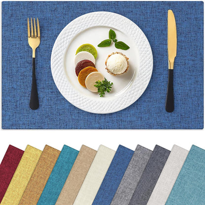 Homaxy Cloths Placemats for Dining Table Set of 6, 13" x 19", Flaxen
