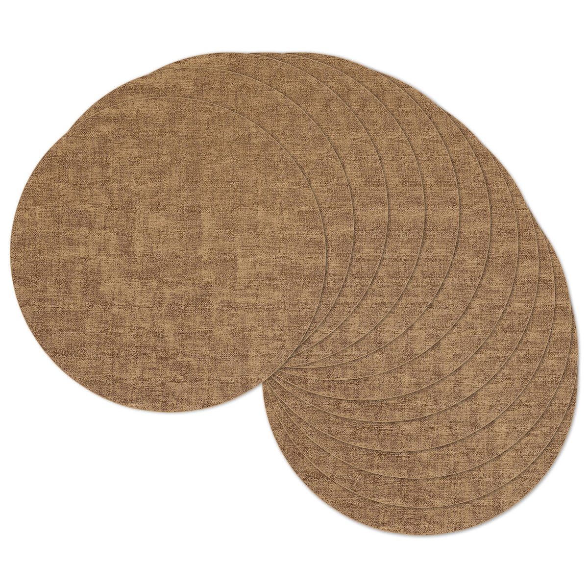 13" Round Placemats Set of 8, Reversible Faux Leather Wipeable Table Mats