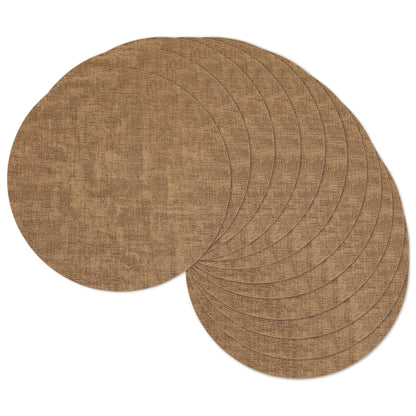 13" Round Placemats Set of 8, Reversible Faux Leather Wipeable Table Mats