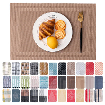 Placemats Set of 4 Washable Indoor(Beige)