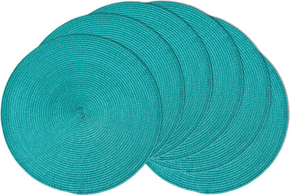 AHHFSMEI Round Braided Placemats Set of 6 15 Inch Burnt Orange Table Mats