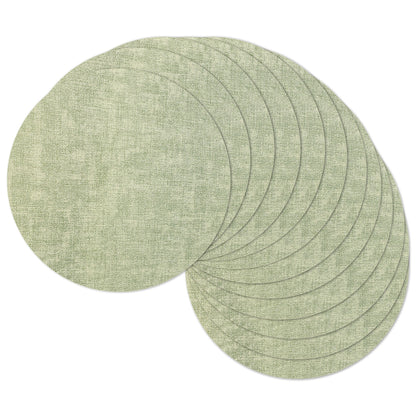 13" Round Placemats Set of 8, Reversible Faux Leather Wipeable Table Mats