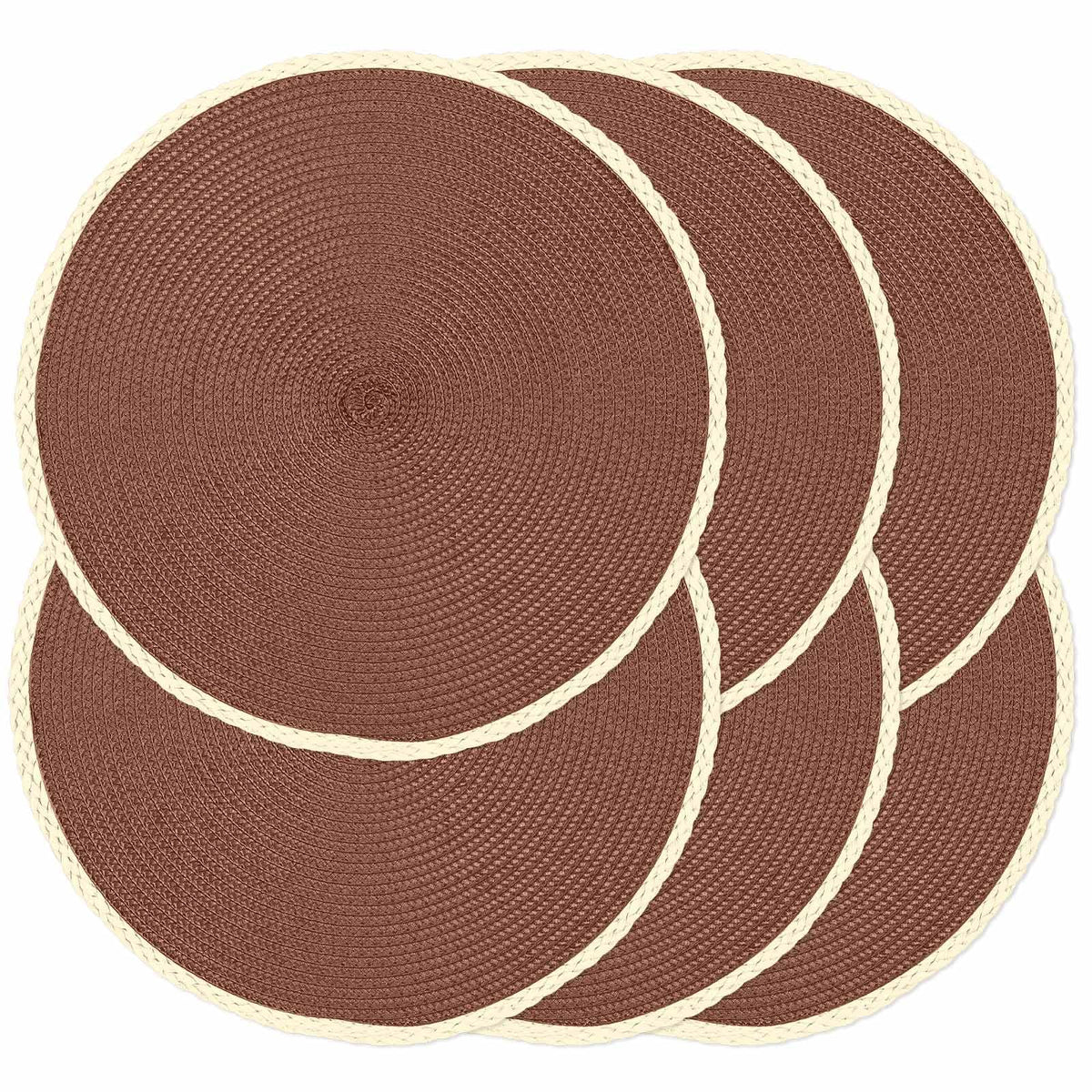 Round Placemats Set of 6, Woven Table Mats, Thin Edge, Green