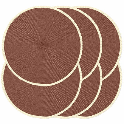Round Placemats Set of 6, Woven Table Mats, Thin Edge, Green