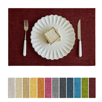 Softalker Faux Linen Cloth Placemats Set of 6-12 x 18 Inch, Navy