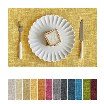 Softalker Faux Linen Cloth Placemats Set of 6-12 x 18 Inch, Navy