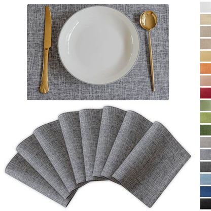 Demetex Green Placemat Set of 4 Washable Linen Textured Place Mats for Dinner Heat Resistant Sage Cloth Placemats Scratch Resistant Plate Mats for Dining Table Kitchen, Green
