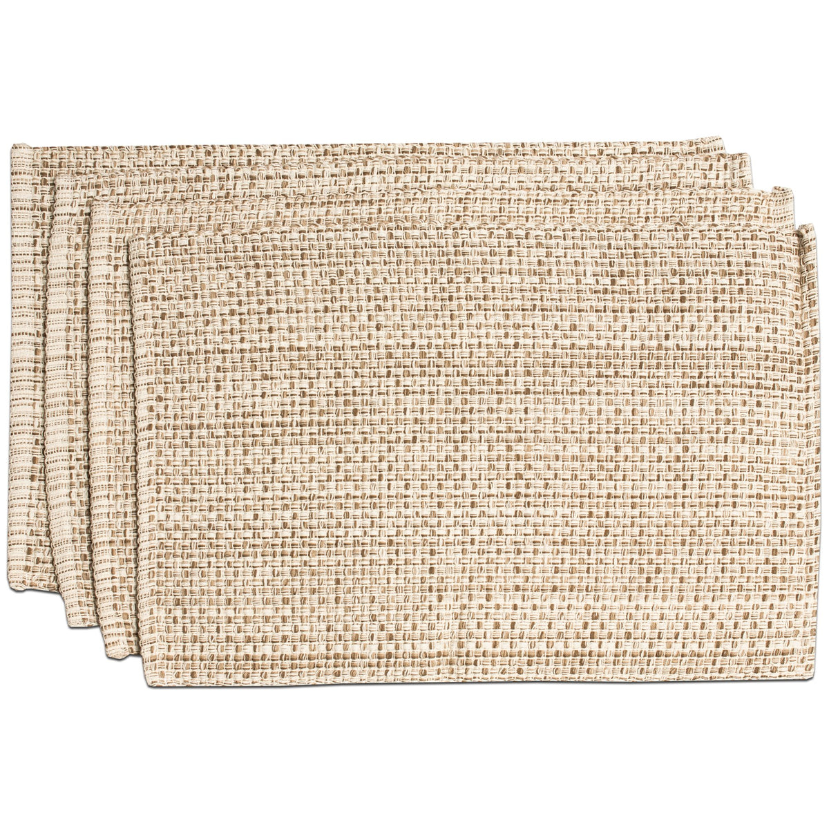 Sweet Home Collection 100% Cotton Placemats for Dining Room Rectangle Two Tone Woven Fabric 13" x 19" Soft Durable Table Mat Set, Set of 6, Eggshell
