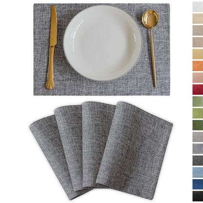 Demetex Green Placemat Set of 4 Washable Linen Textured Place Mats for Dinner Heat Resistant Sage Cloth Placemats Scratch Resistant Plate Mats for Dining Table Kitchen, Green