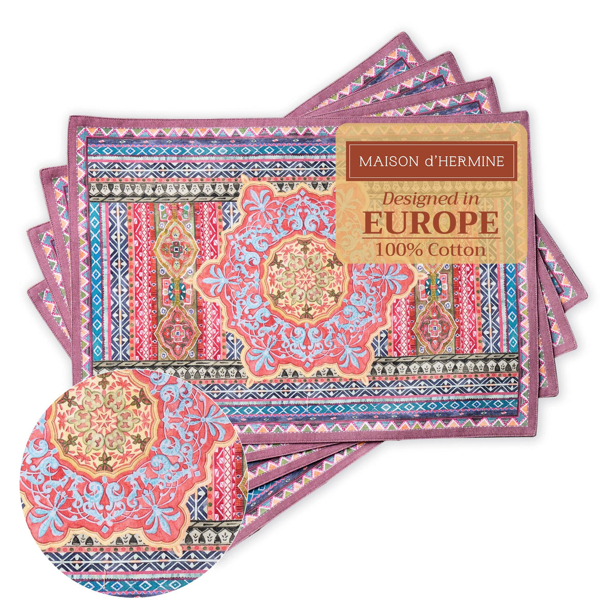 Maison d' Hermine Placemats Set of 4 Reusable 100% Cotton (13"x19")