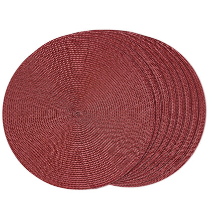 FunWheat Round Braided Placemats Set of 6 Table Mats for Dining Tables Woven Washable Non-Slip Place mats 15 in(Blue, 6pcs)