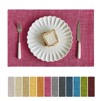 Softalker Faux Linen Cloth Placemats Set of 6-12 x 18 Inch, Navy