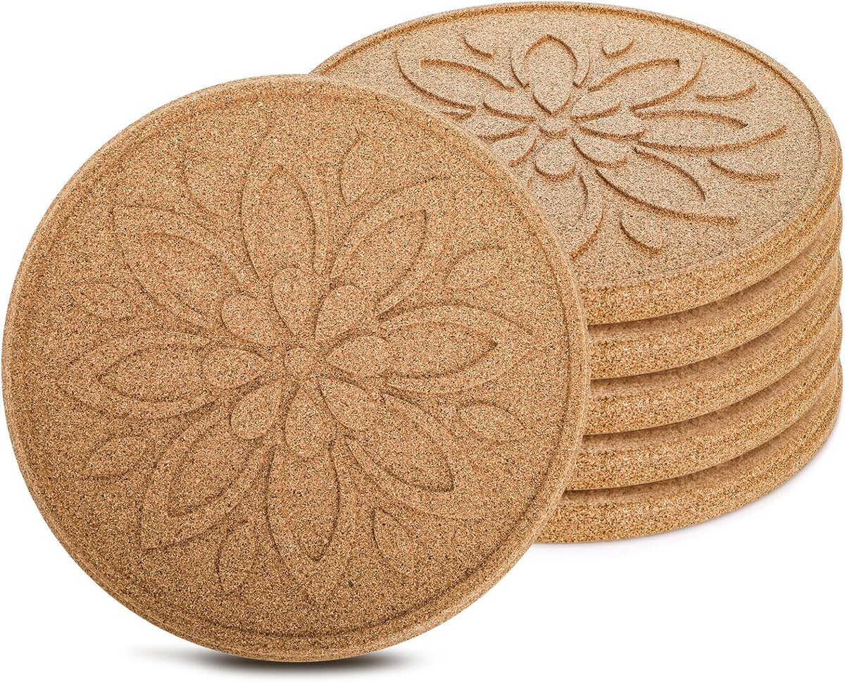Bekith 6 Pack Cork Trivet, High Density Thick Cork Trivets for Hot Dishes, 7.25 Inch Heat Resistant Large Coaster Pot Pads for Kitchen, Pot Holders for Table & Countertop
