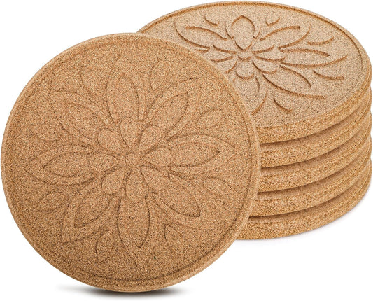Bekith 6 Pack Cork Trivet, High Density Thick Cork Trivets for Hot Dishes, 7.25 Inch Heat Resistant Large Coaster Pot Pads for Kitchen, Pot Holders for Table & Countertop