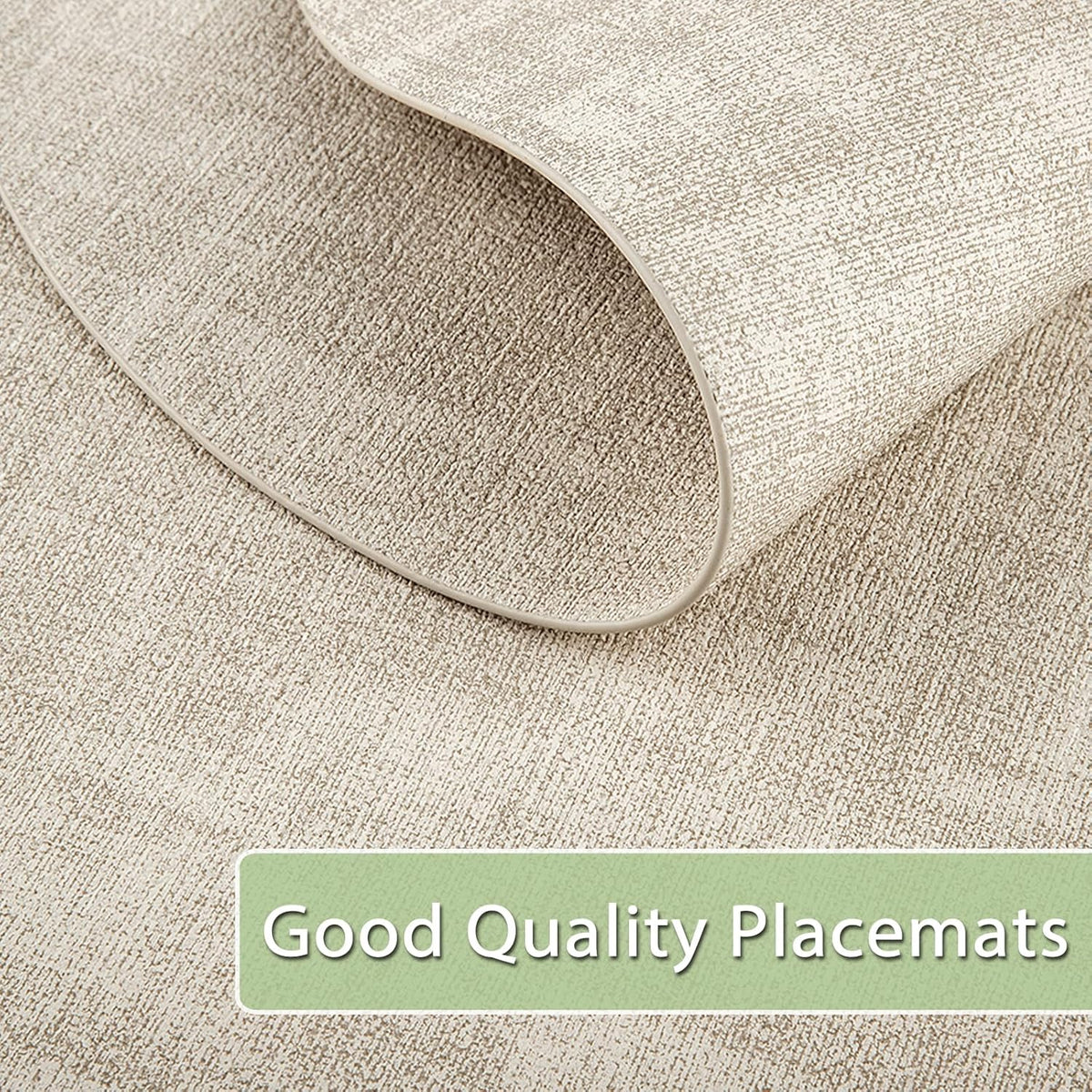 Faux Leather Oval Placemats Set of 6, Beige