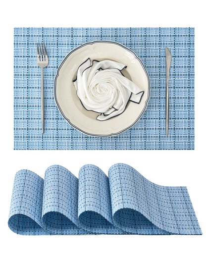 Woven Vinyl Beige Placemats Set of 12, Linen Look & Easy to Clean
