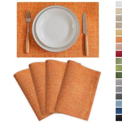 Demetex Green Placemat Set of 4 Washable Linen Textured Place Mats for Dinner Heat Resistant Sage Cloth Placemats Scratch Resistant Plate Mats for Dining Table Kitchen, Green