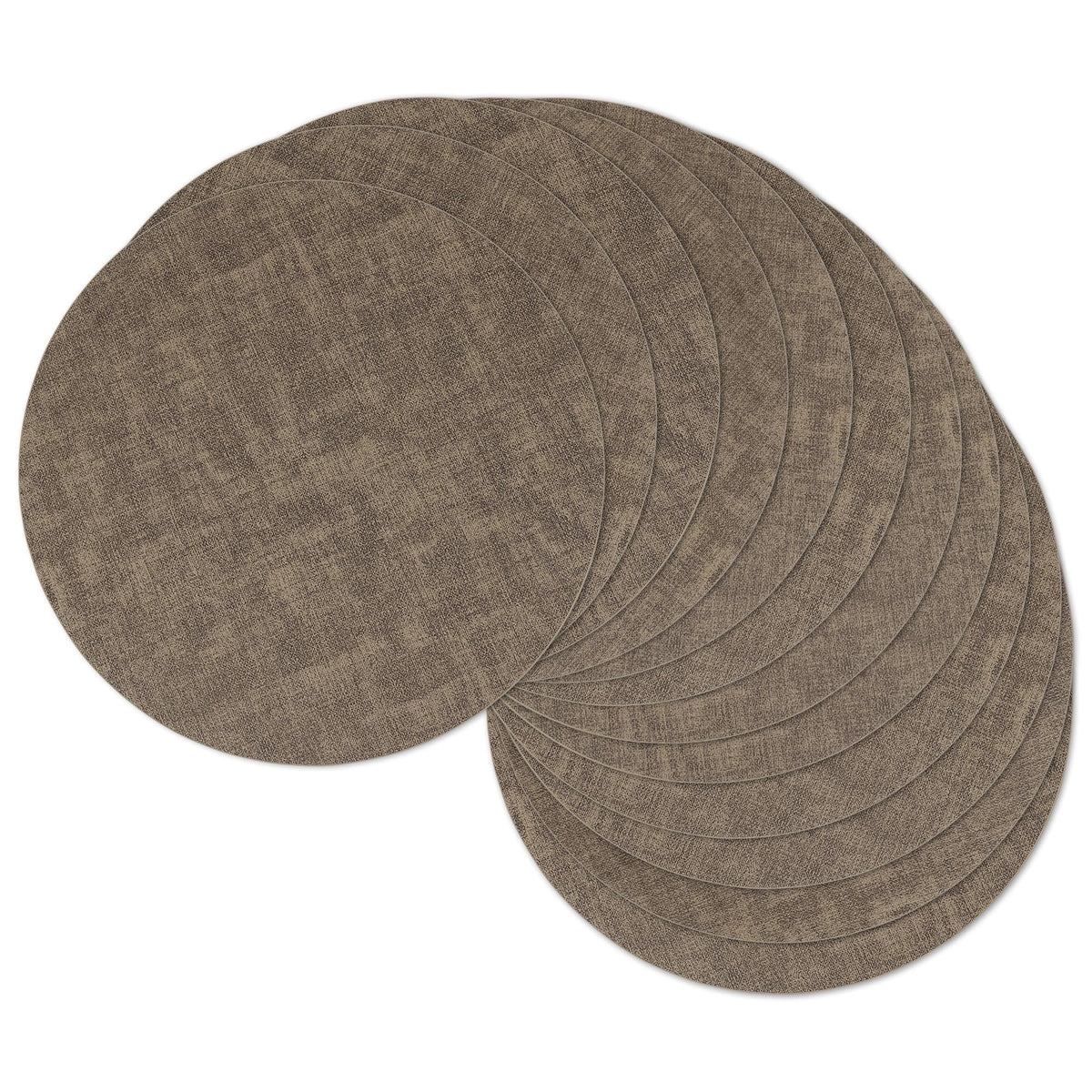 13" Round Placemats Set of 8, Reversible Faux Leather Wipeable Table Mats
