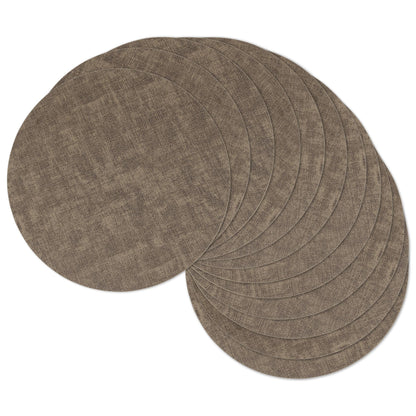 13" Round Placemats Set of 8, Reversible Faux Leather Wipeable Table Mats