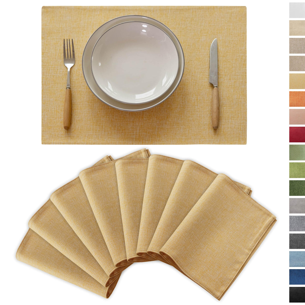 Demetex Green Placemat Set of 4 Washable Linen Textured Place Mats for Dinner Heat Resistant Sage Cloth Placemats Scratch Resistant Plate Mats for Dining Table Kitchen, Green