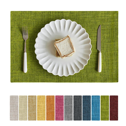 Softalker Faux Linen Cloth Placemats Set of 6-12 x 18 Inch, Navy