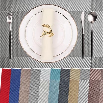 Vinyl Placemats Heat-Resistant Table Mats Washable Easy Clean Plastic Placemats for Dining Table Set of 4 (Red)