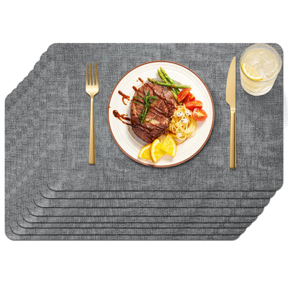 Maxpearl Faux Leather Placemats Set of 6 - Waterproof - Wipe Clean - Heat Resistant - Anti Slip Dining Table Place Mats, Suitable for Indoor & Outdoor Use, 17’’x12’’, Ivory White