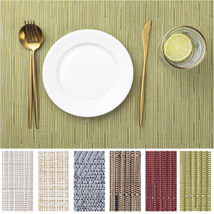 LEXMORE Placemats Set of 4 Vinyl/Plastic Woven Place Mats for Kitchen Table Indoor/Outdoor Washable Placemat Wipeable Dining Table Mats(Gray)