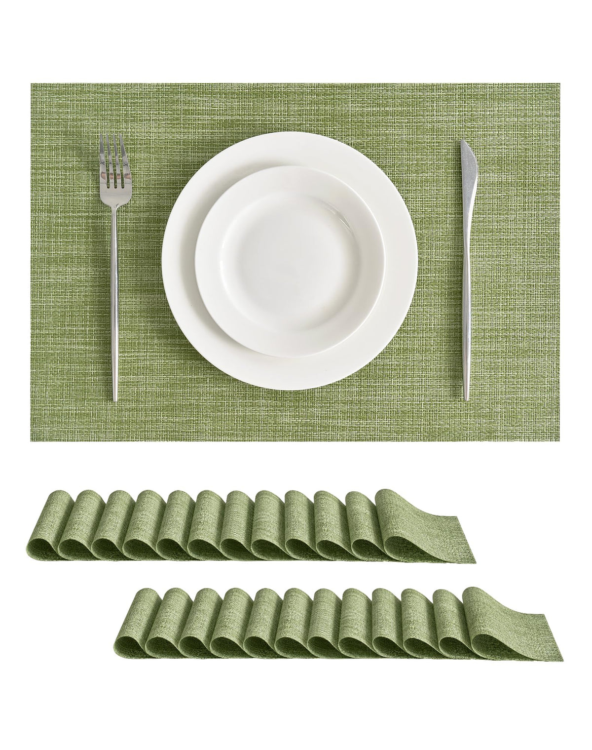 Beige Placemats Set of 4 - Heat-Resistant, Non-Slip Table Mats, Washable Woven Vinyl for Indoor & Outdoor Dining