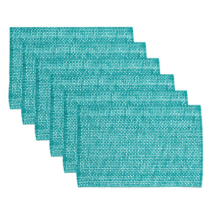 Sweet Home Collection 100% Cotton Placemats for Dining Room Rectangle Two Tone Woven Fabric 13" x 19" Soft Durable Table Mat Set, Set of 6, Dark Blue