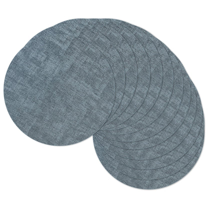 13" Round Placemats Set of 8, Reversible Faux Leather Wipeable Table Mats
