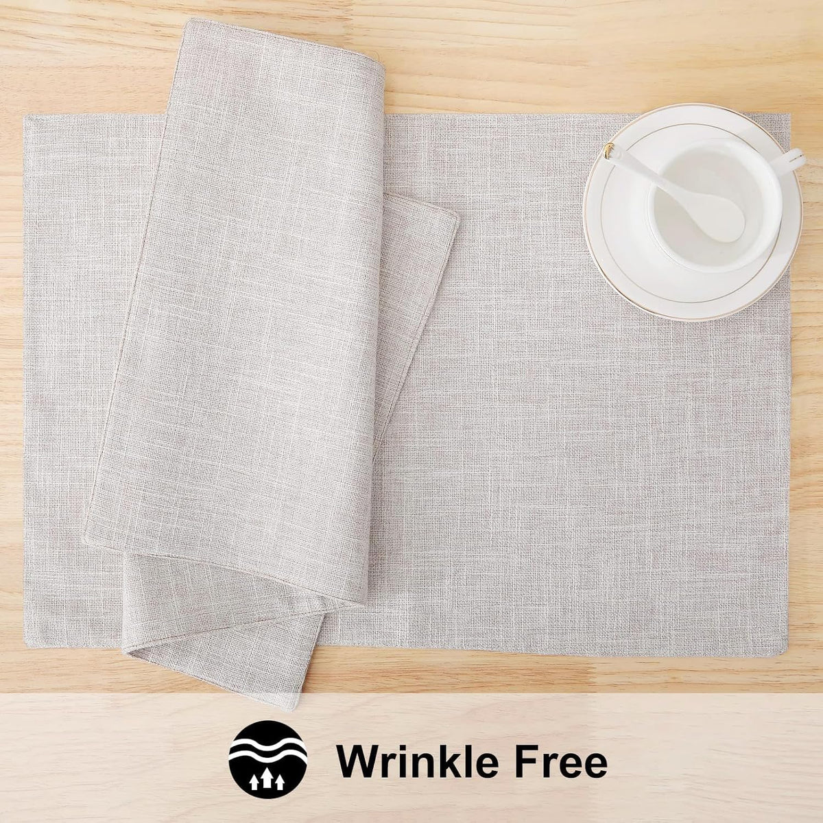 homing Faux Cotton Linen Placemats Set of 6, Cloth Dining Table Mats