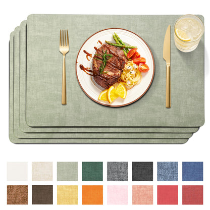 Maxpearl Faux Leather Placemats Set of 6, Easy to Clean, Brown