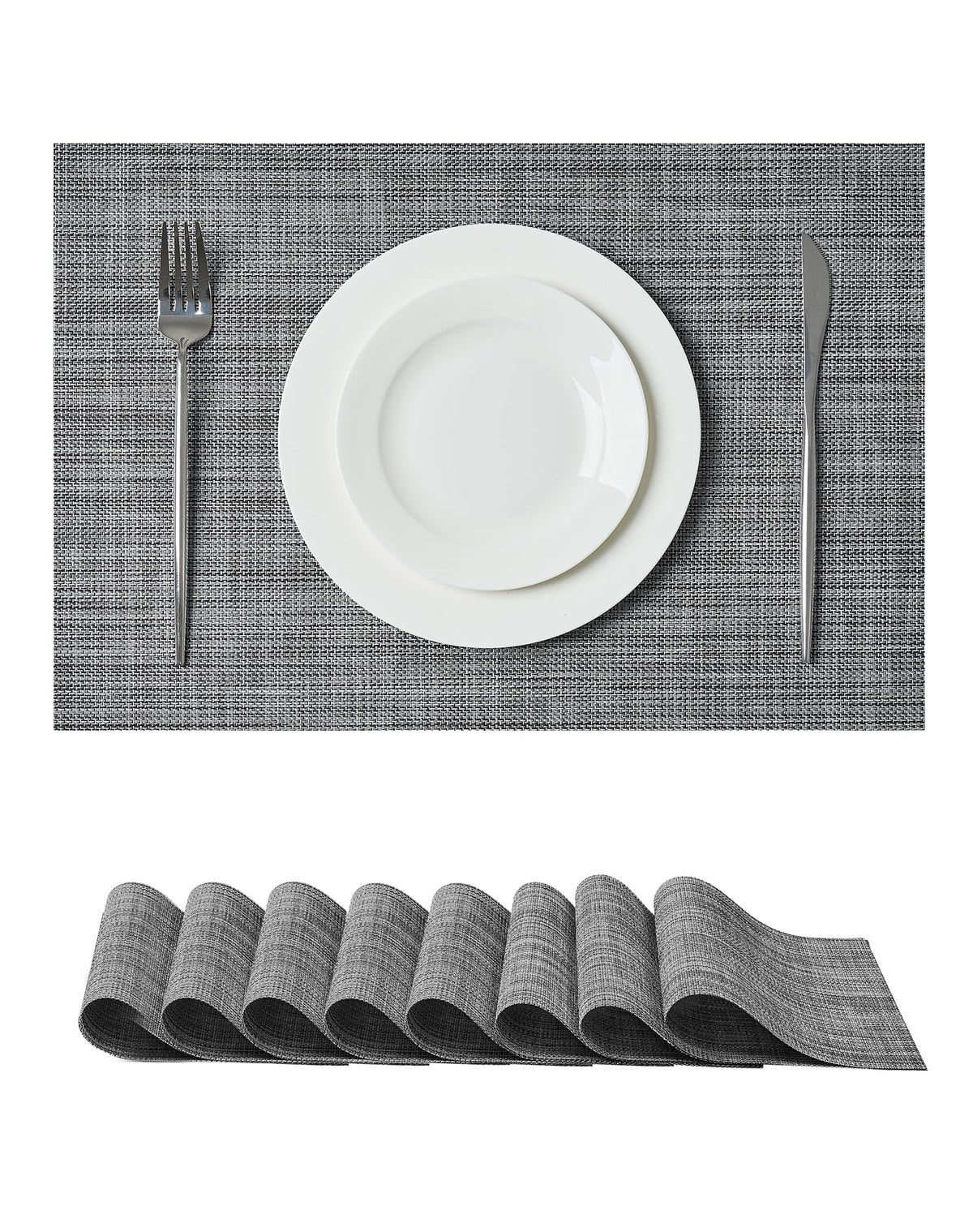 Beige Placemats Set of 4 - Heat-Resistant, Non-Slip Table Mats, Washable Woven Vinyl for Indoor & Outdoor Dining