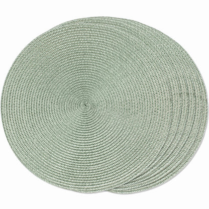 FunWheat Round Braided Placemats Set of 6 Table Mats for Dining Tables Woven Washable Non-Slip Place mats 15 in(Blue, 6pcs)