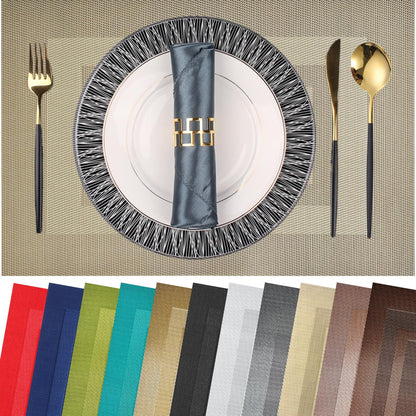 PIGCHCY Placemats,Durable Placemats for Dining Table,Washable Woven Vinyl Kitchen Placemats Set of 4 (Brown)