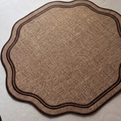 Breling 6 Pcs Cotton Placemats Cotton, Scalloped Edge Sage Green
