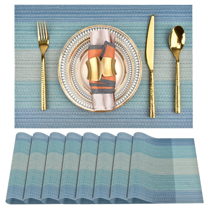 SLKQG Navy Blue Placemats Set of 4 - Easy Clean Washable Vinyl Placemats - Wipeable Heat Resistant Table Mats for Dining Table - 17x12 Inch (Navy Blue, 4)
